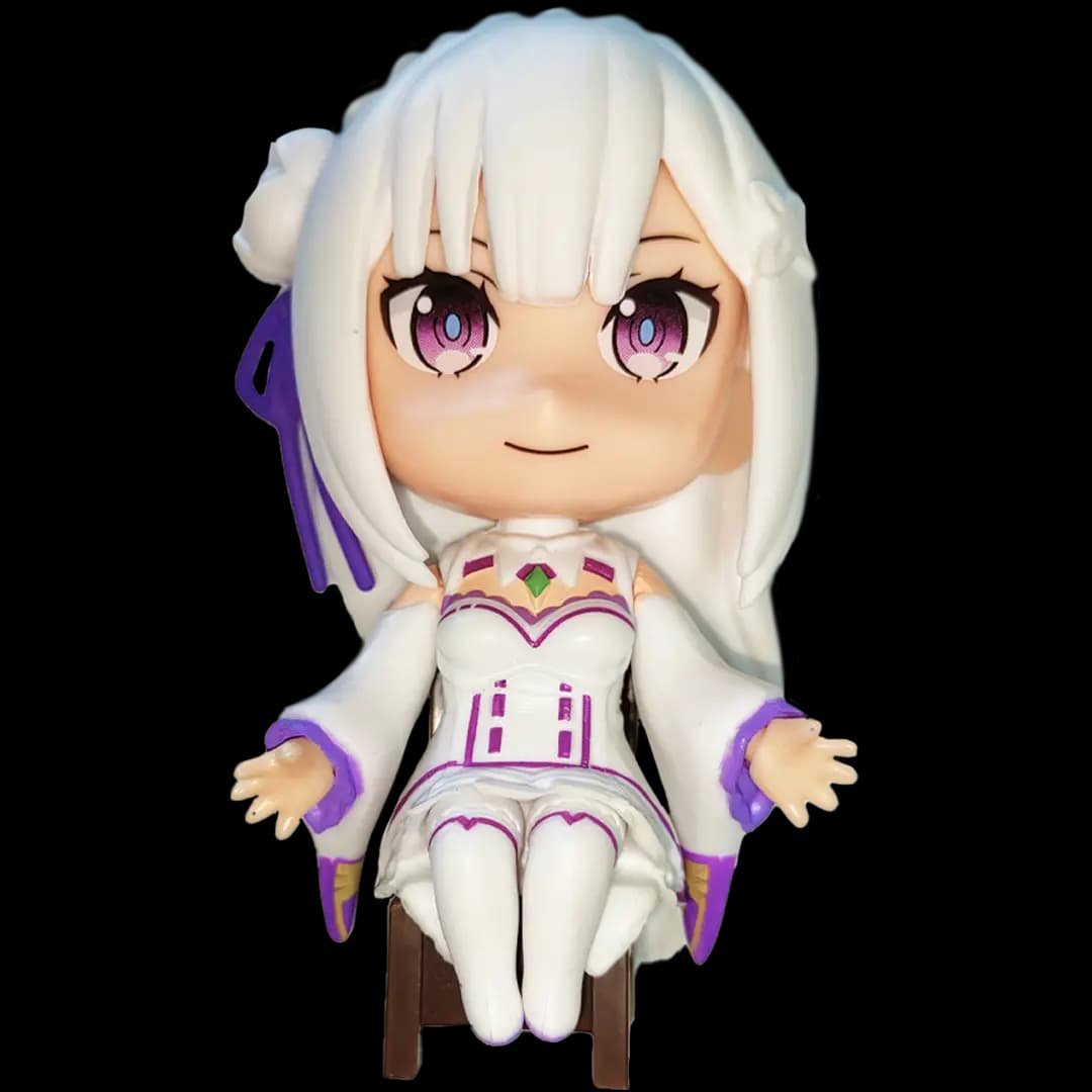 Figura Emilia Sentada (Re:Zero) | PVC | 9 cm