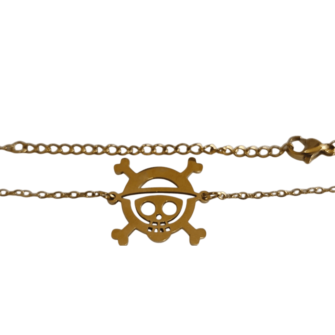 Pulsera One Piece Jolly Roger | Ajustable | Acabado Dorado